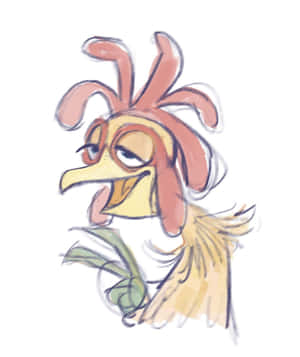 Sketchof Chicken Joe Holding Leaf Wallpaper