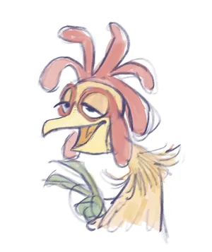 Sketchof Chicken Joe Holding Leaf Wallpaper
