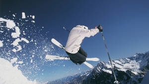 Skiing Snow In Air Wallpaper