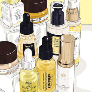 Skincare Product Illustration Aesthetic Wallpaper