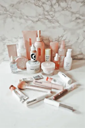 Skincare Products Aesthetic Marble Background Wallpaper