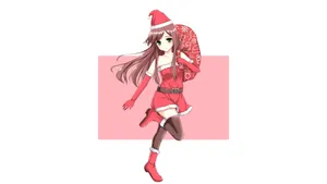 Skipping Anime Girl Christmas Background Wallpaper