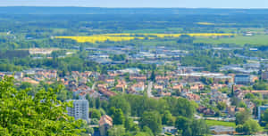 Skovde Sweden Aerial View Summer Wallpaper