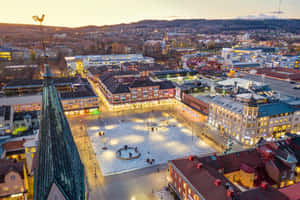 Skovde Sweden Twilight Cityscape Wallpaper