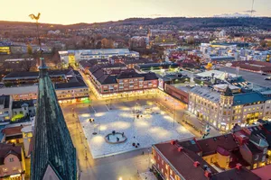 Skovde Sweden Twilight Cityscape Wallpaper