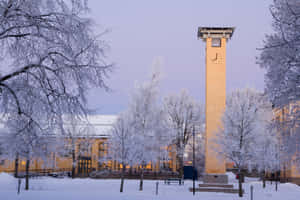 Skovde Winter Clock Tower Wallpaper