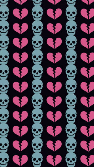 Skull And Broken Heart Black Wallpaper
