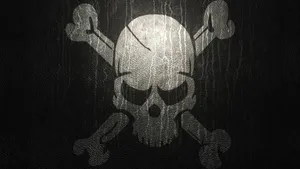 Skull And Crossbones Black Leather Wallpaper
