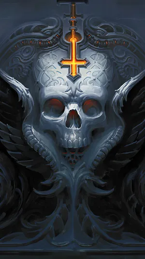 Skull And Crossbones With Gold Cross Wallpaper
