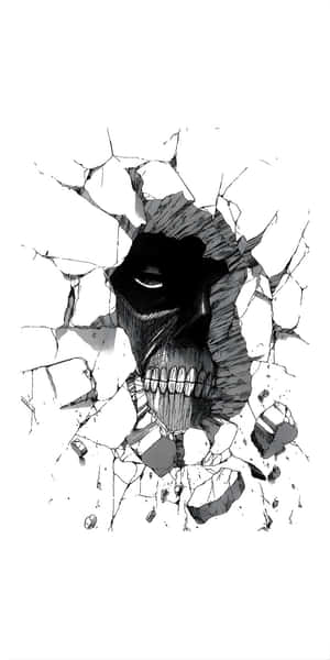 Skull Breaking Through Wall Wallpaper