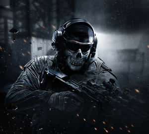 Skull Masked Soldier In Action Wallpaper