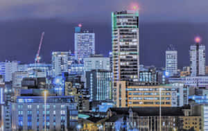 Skyline Of Leeds City At Dusk Wallpaper