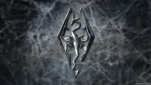 Skyrim 4k Game Logo Behind Cobwebs Wallpaper