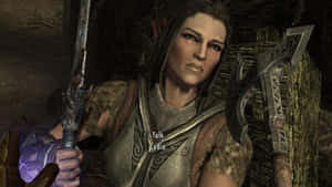 Skyrim Companion Lydia In Action Wallpaper