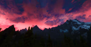 Skyrim Pink Sky Desktop Wallpaper