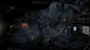 Skyrim S E_ Nighttime Inn Courtyard Wallpaper