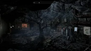 Skyrim S E_ Nighttime Inn Courtyard Wallpaper