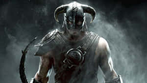 Skyrim Warriorin Horned Helmet Wallpaper