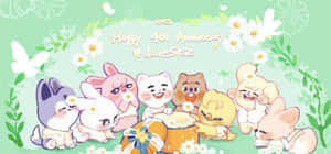 Skzoo Characters Celebrating4th Anniversary Wallpaper