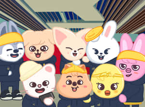 Skzoo_ Characters_ Group_ Smile Wallpaper