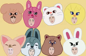Skzoo Charactersand Members Collage Wallpaper