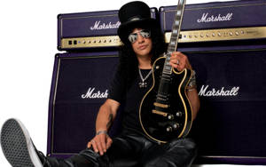 Slash Against Marshall Amplifier Wallpaper