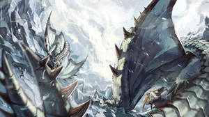 “slaying The Barioth In Monster Hunter” Wallpaper