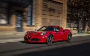 Sleek Alfa Romeo 4c In Action Wallpaper