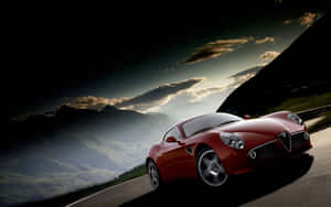 Sleek Alfa Romeo 8c Competizione In Stunning Red Wallpaper