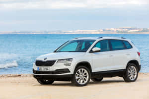 Sleek And Luxurious Skoda Karoq In The Wilderness Wallpaper