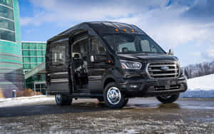 Sleek And Modern Ford Transit On City Street Wallpaper