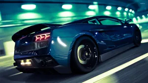 Sleek And Sexy, The Blue Lamborghini Aventador Stands Out Among The Competition. Wallpaper