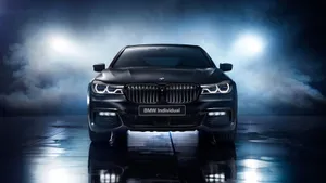 Sleek And Stylish Bmw 7 Series In Vibrant City Setting Wallpaper