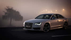 Sleek Audi S8 Driving On A Winding Road Wallpaper