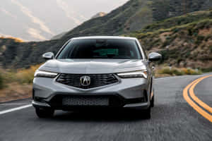 Sleek Black Acura Integra On Display Wallpaper