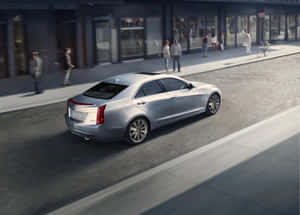 Sleek Black Cadillac Ats In Action Wallpaper