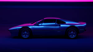 Sleek Black Car Vaporwave Desktop Wallpaper