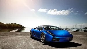 Sleek Blue Lamborghini Aventador Car Wallpaper