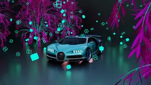 Sleek, Fast And Stylish - The Neon Bugatti Wallpaper