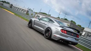 Sleek Ford Mustang Gt350r In Action Wallpaper