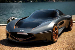 Sleek Genesis Essentia Concept Car In Red Lighting Wallpaper