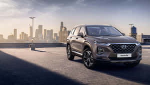 Sleek Hyundai Santa Fe In Motion Wallpaper