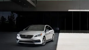 Sleek Hyundai Sonata On Scenic Roadside Wallpaper