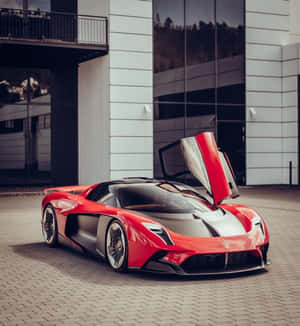 Sleek, Modern Hongqi Luxury Vehicle Parked On A City Street Wallpaper