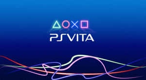 Sleek Playstation Vita Console With Futuristic Game Visuals Wallpaper