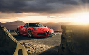 Sleek Red Alfa Romeo 4c Sports Car Wallpaper