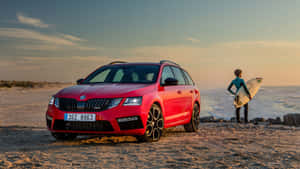 Sleek Silver Skoda Octavia In Natural Surroundings Wallpaper