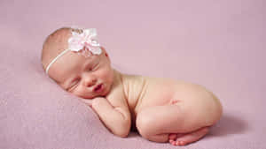 Sleeping Newborn Babywith Flower Headband Wallpaper