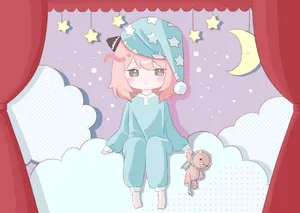 Sleepy Anya Forger In Pajamas Wallpaper