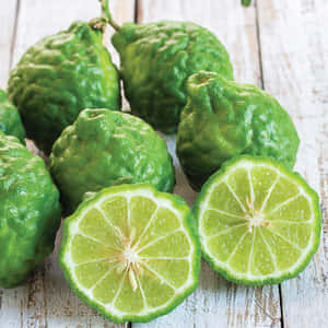 Sliced Kaffir Lime Tropical Fruits Wallpaper